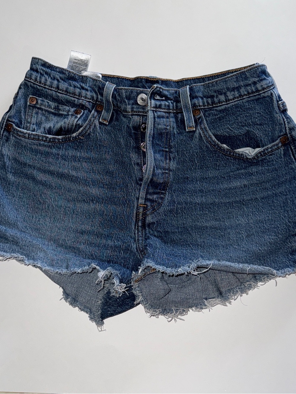 Levi's Distressed Dark Blue Denim Cutoff Shorts SKU:003
